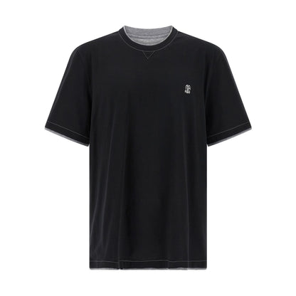 Brunello Cucinelli Black Cotton T-Shirt