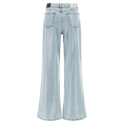 7 For All Mankind Blue Cotton Flared Jeans
