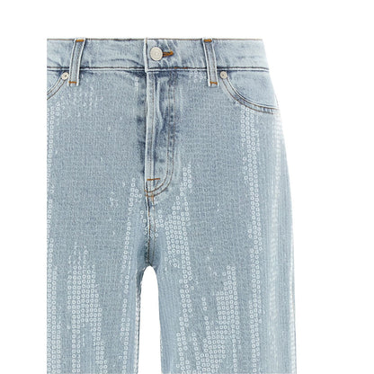 7 For All Mankind Blue Cotton Flared Jeans