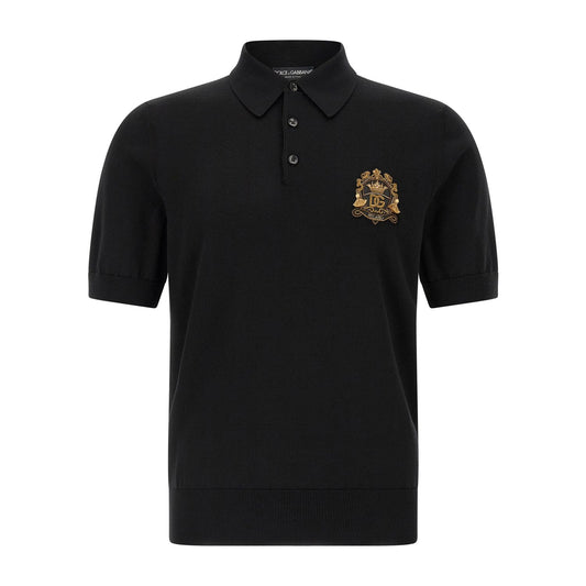 Dolce & Gabbana Black Virgin Wool Polo Shirt