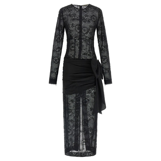 Alessandra Rich Black Viscose Long Dress