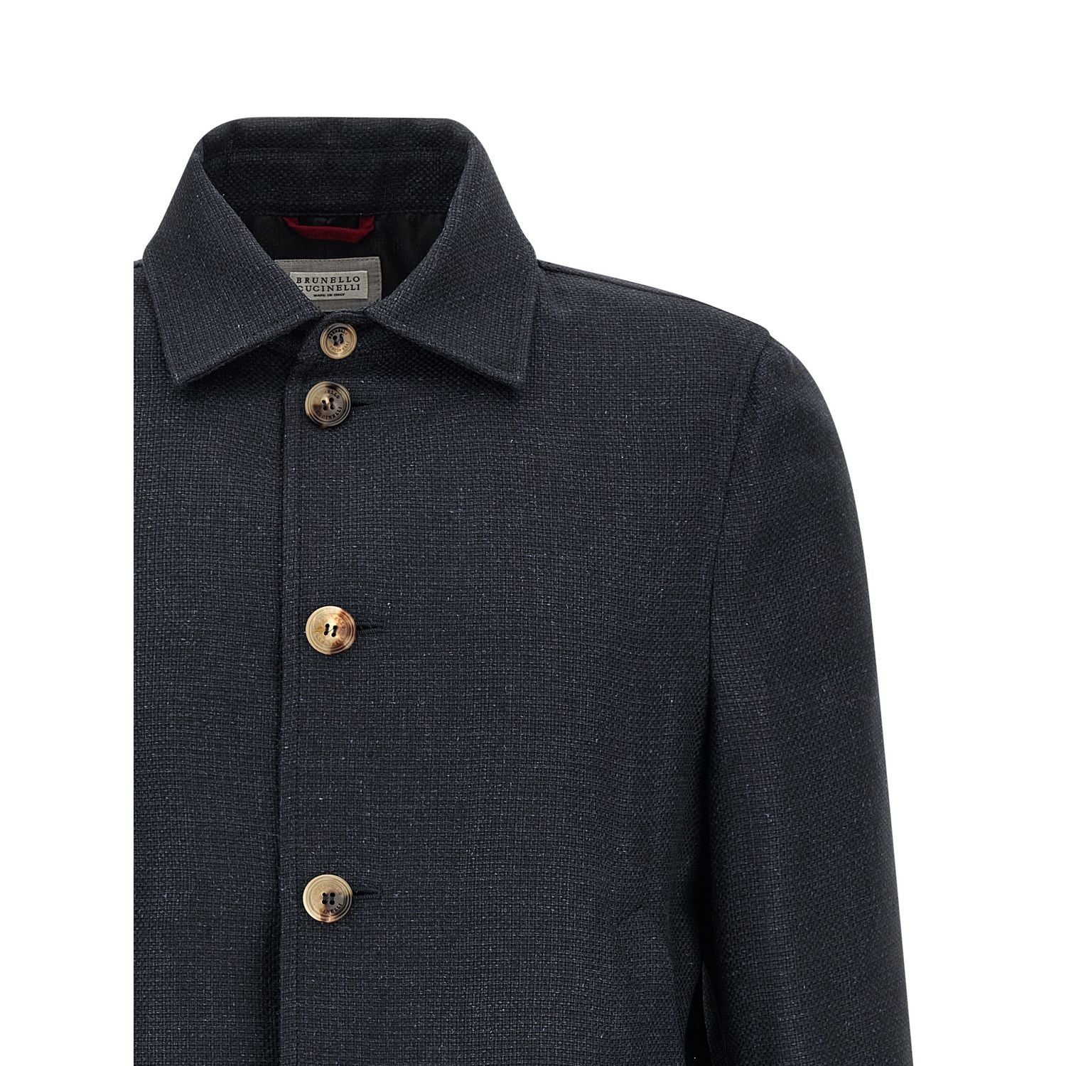 Brunello Cucinelli Blue Sisal Biker Jacket