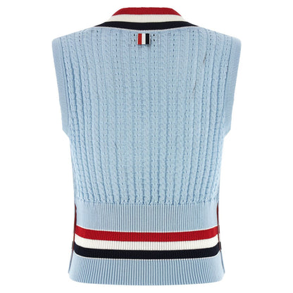 Thom Browne Blue Cotton Sleeveless Jacket