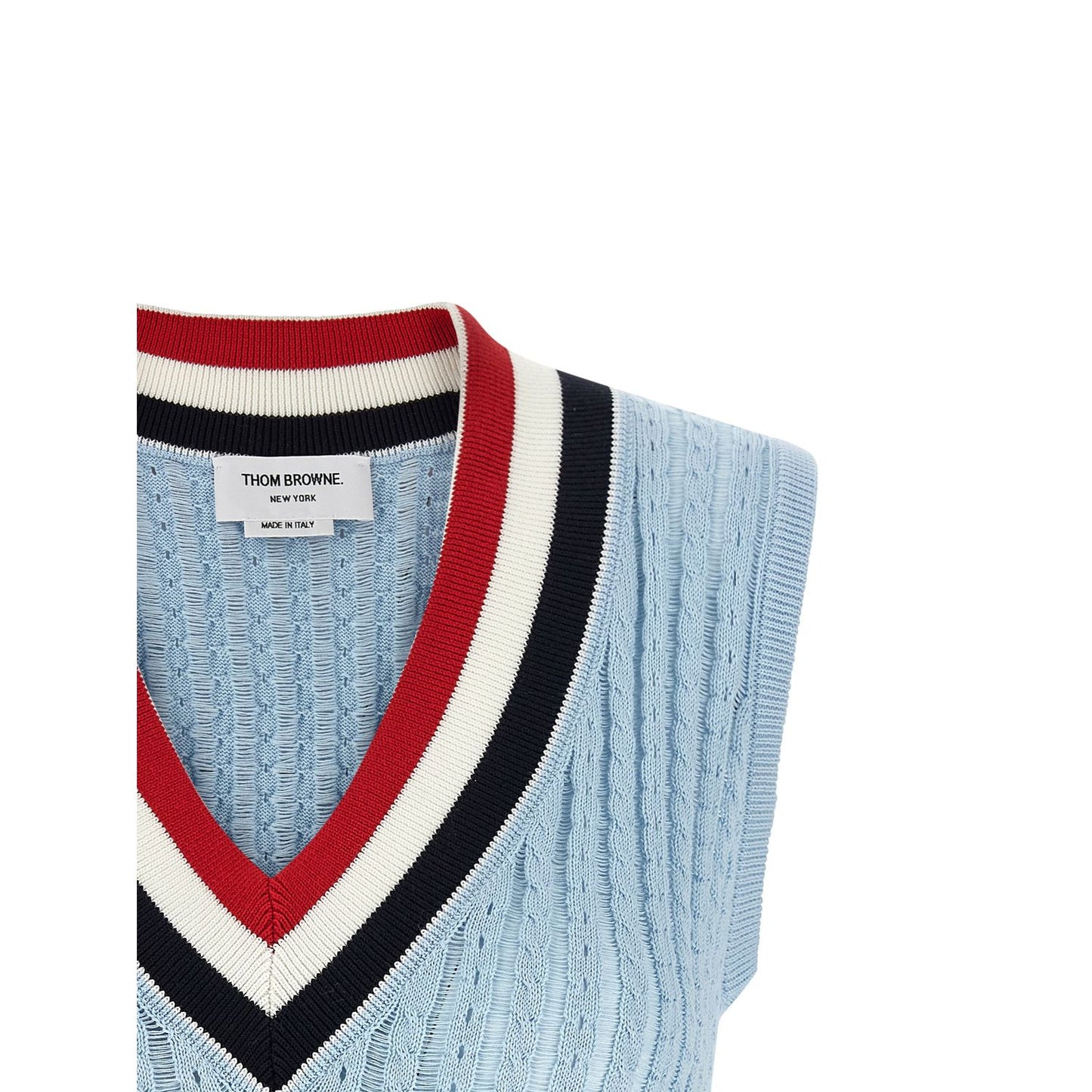 Thom Browne Blue Cotton Sleeveless Jacket