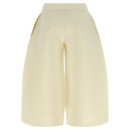 Issey Miyake White Polyester Cropped Pants