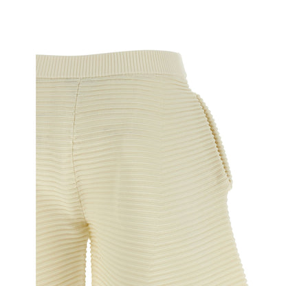 Issey Miyake White Polyester Cropped Pants