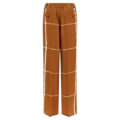 Kiton Brown Silk Casual Pants