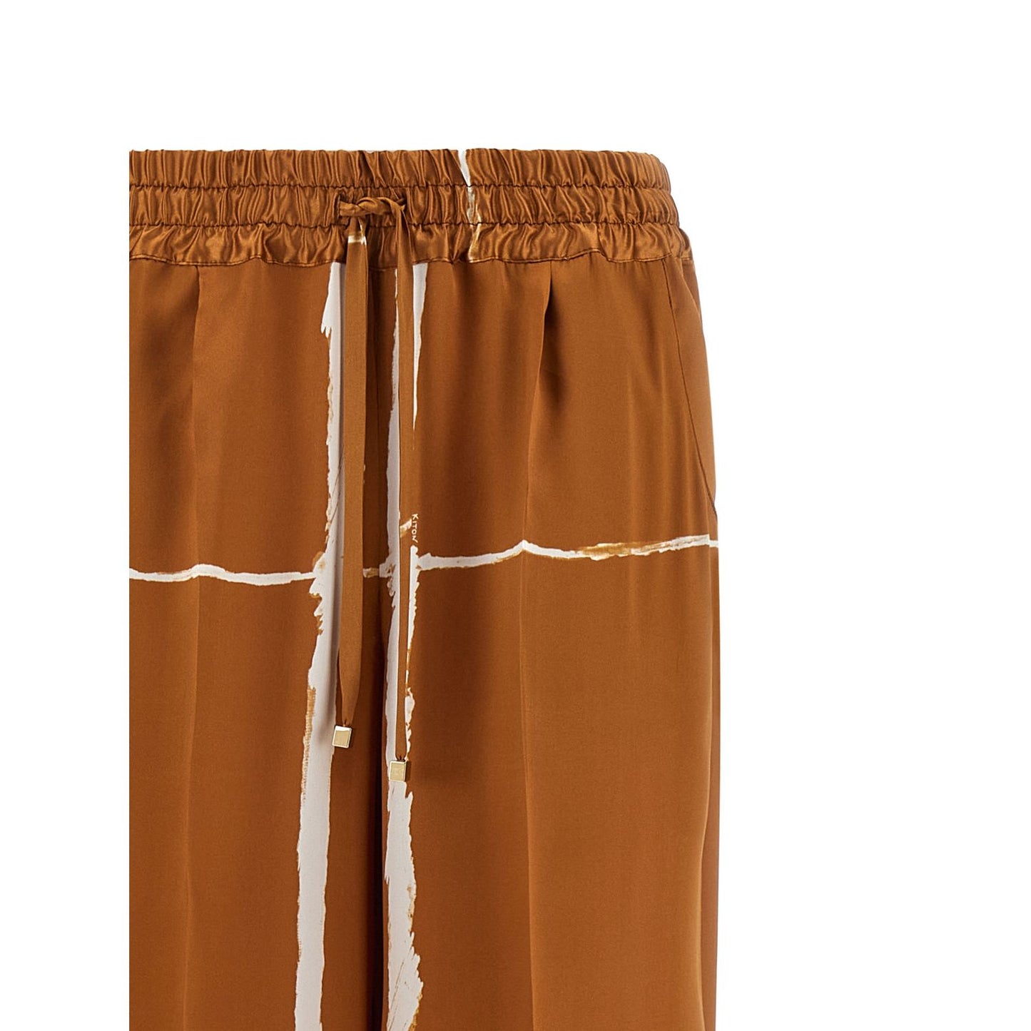 Kiton Brown Silk Casual Pants