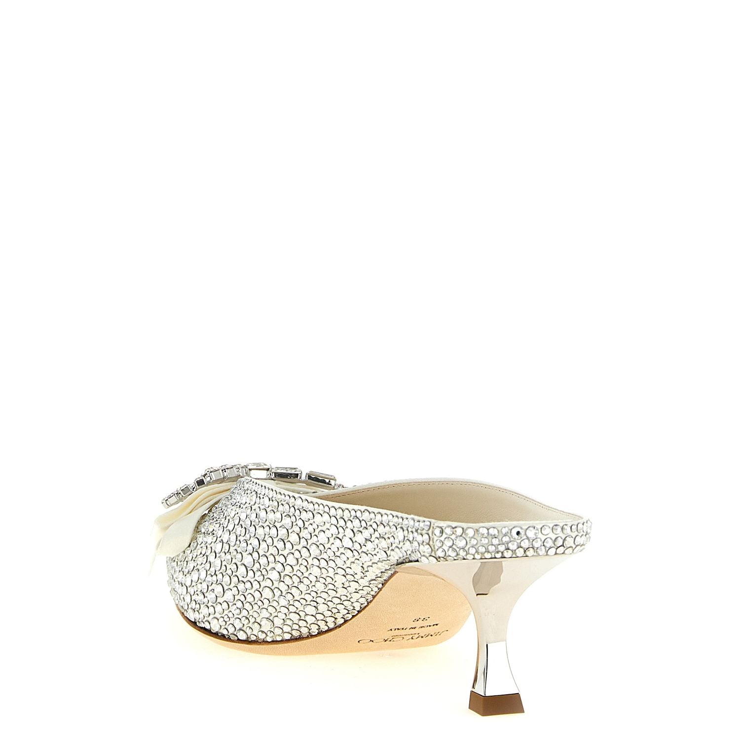 Jimmy Choo Silver Tencel Mid Heel Pumps