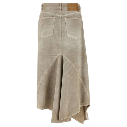 Haikure Gray Cotton Midi Skirt