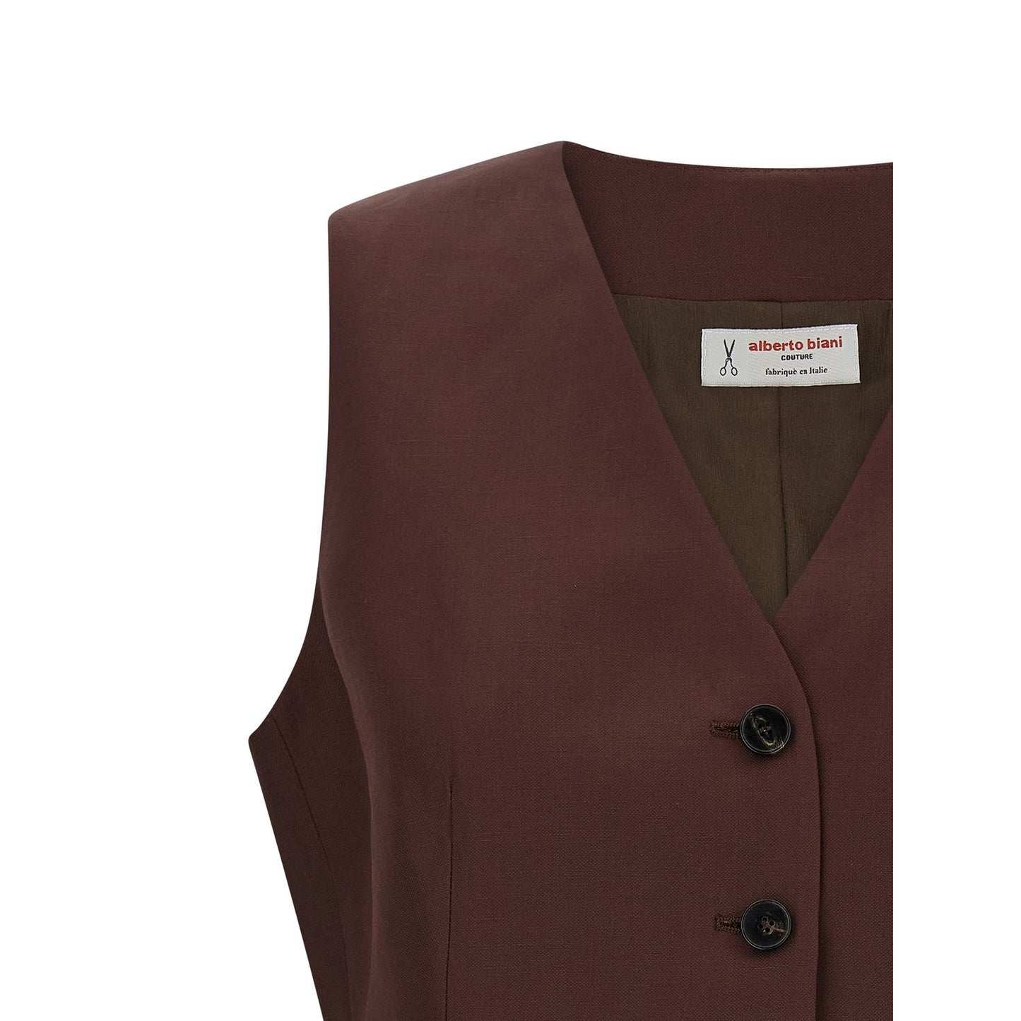 Alberto Biani Brown Viscose Sleeveless Jacket