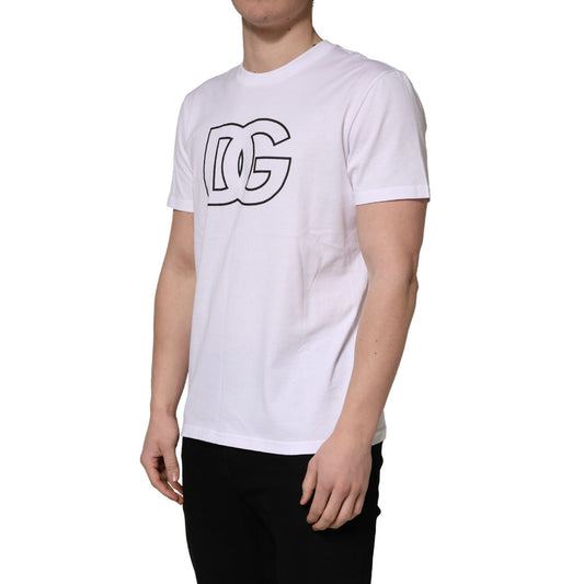 Dolce & Gabbana White DG Logo Print Short Sleeves Men T-shirt