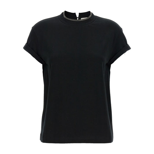 Brunello Cucinelli Black Cotton T-Shirt
