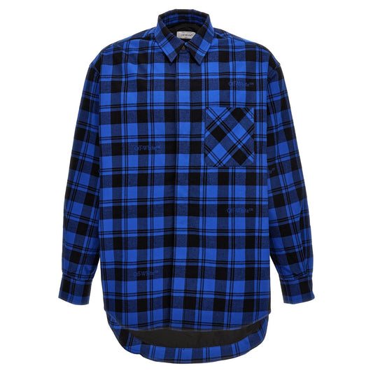 Off-White Blue Cotton Pattern Shirt
