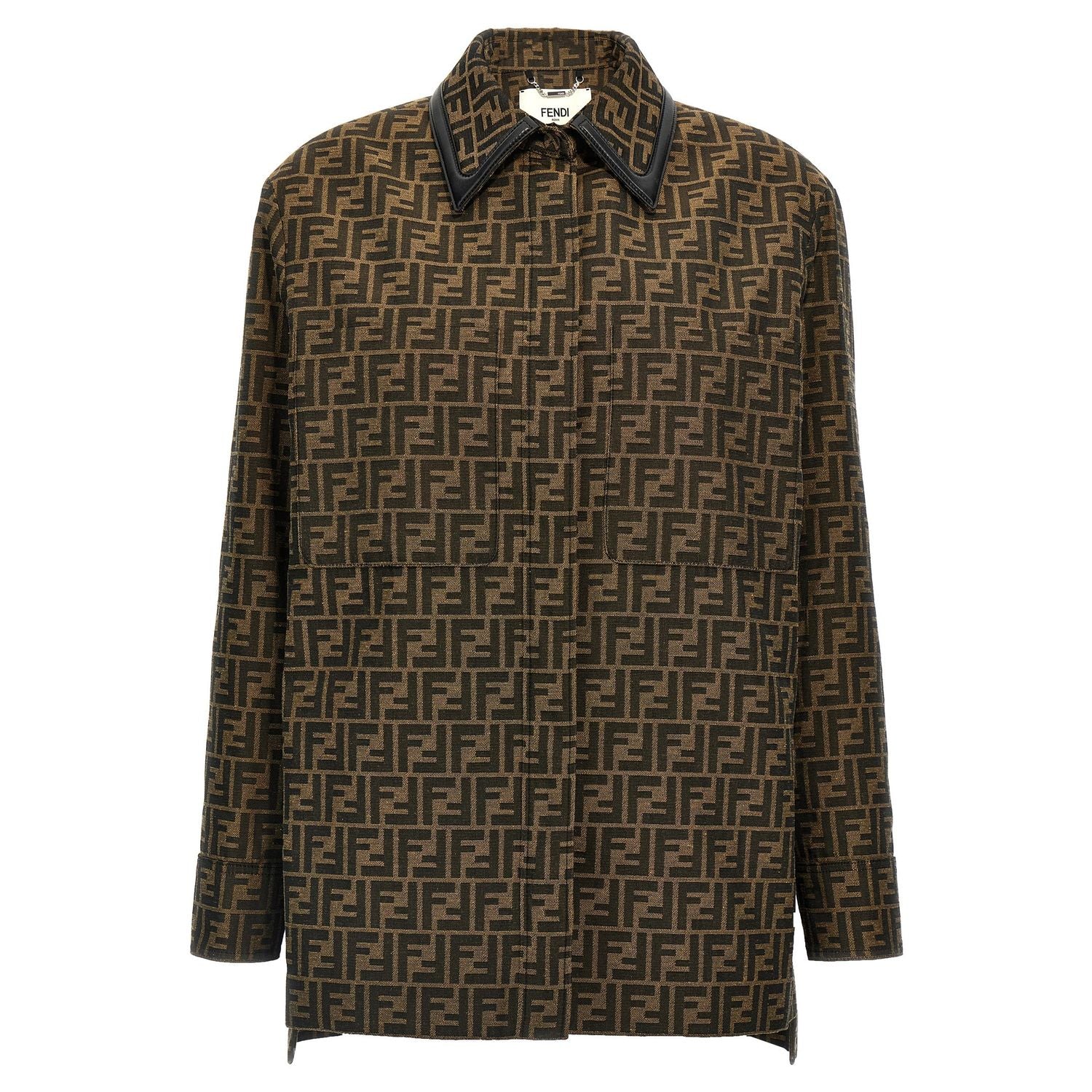 Fendi Brown Polyester Leather Jacket