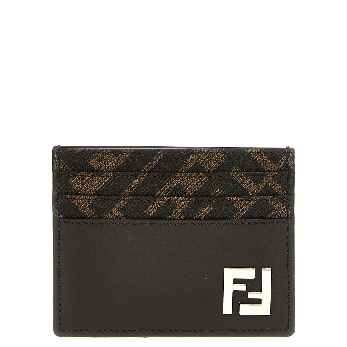 Fendi Brown Calf Leather Bos Taurus Cardholder