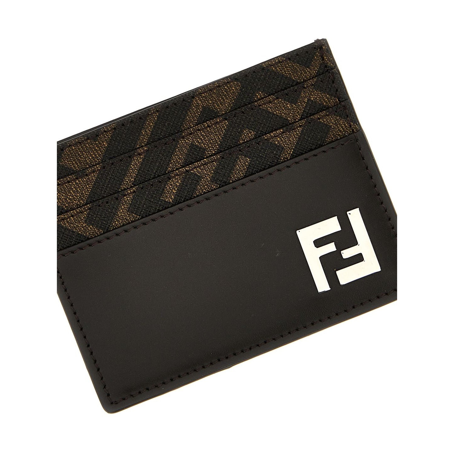 Fendi Brown Calf Leather Bos Taurus Cardholder