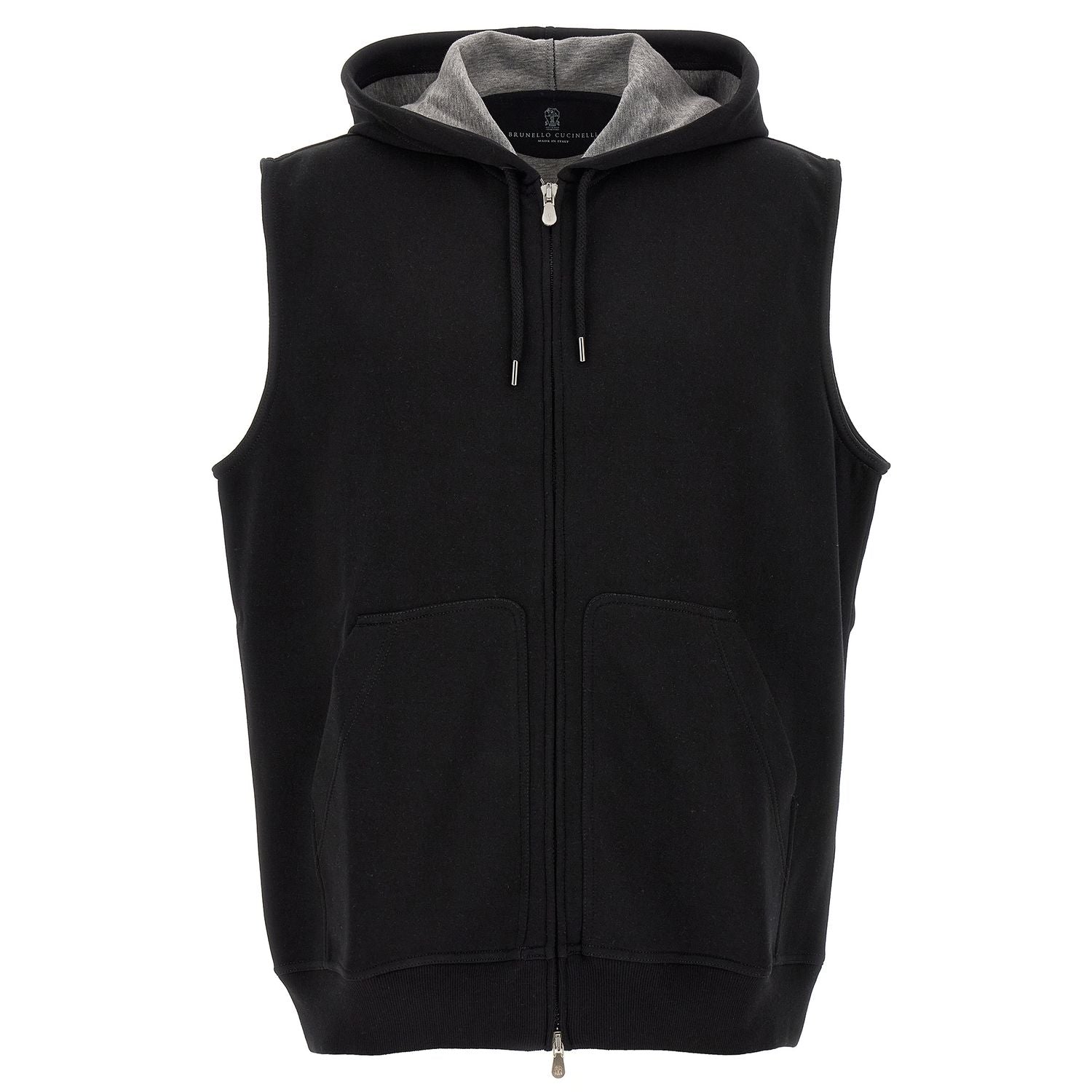 Brunello Cucinelli Black Cotton Sleeveless Jacket