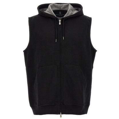 Brunello Cucinelli Black Cotton Sleeveless Jacket