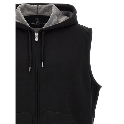 Brunello Cucinelli Black Cotton Sleeveless Jacket