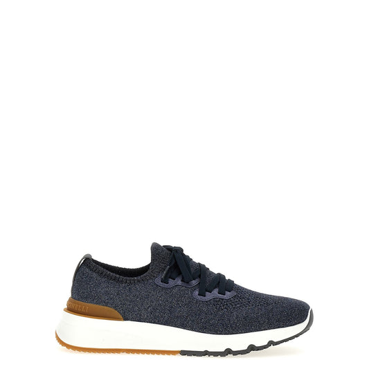Brunello Cucinelli Blue Cotton Athletic Sneakers