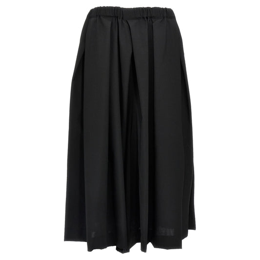 Comme Des Garçons Black Wool Midi Skirt