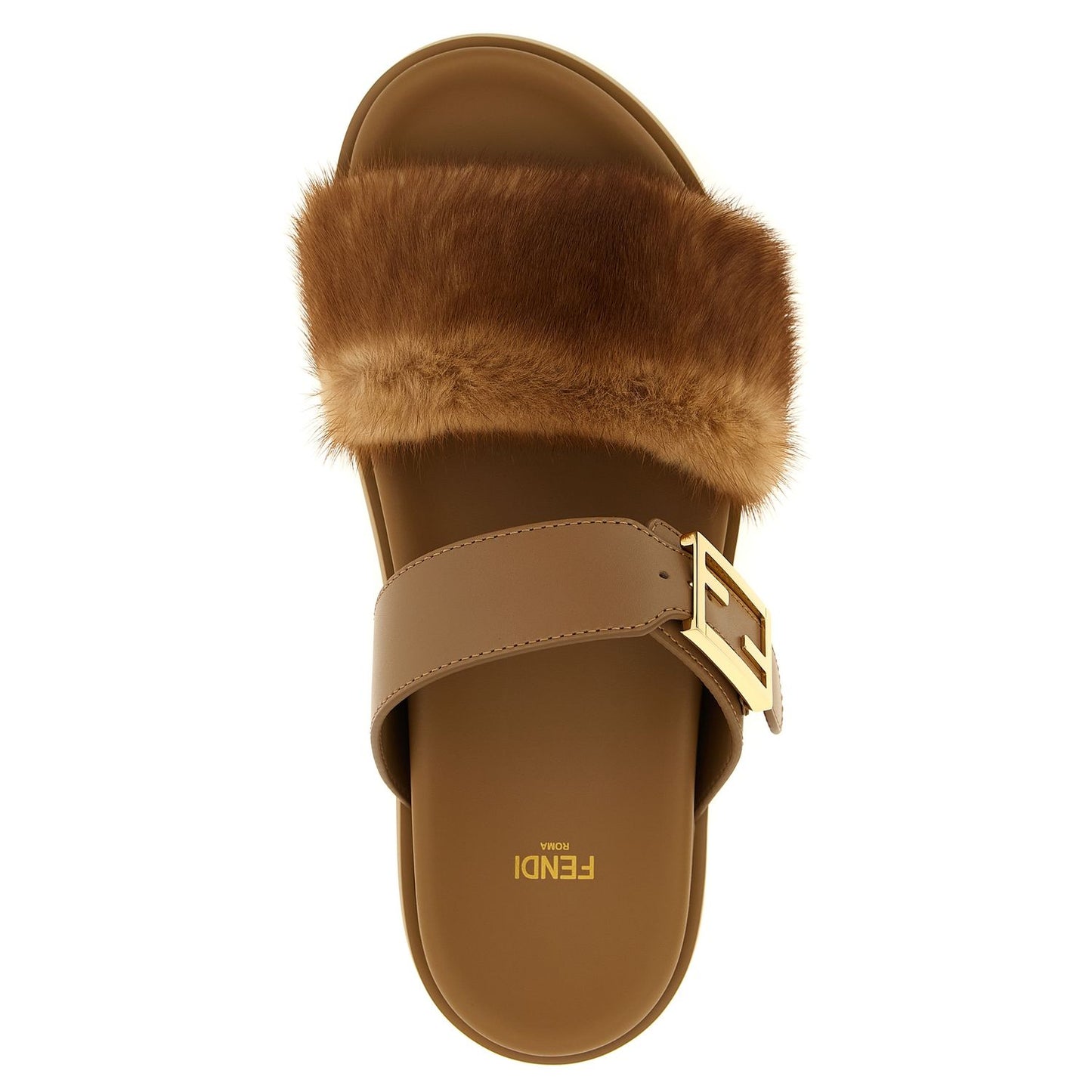Fendi Brown Leather Slides