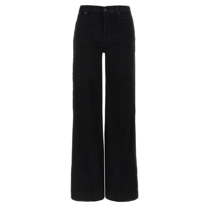 7 For All Mankind Black Cotton Flared Jeans