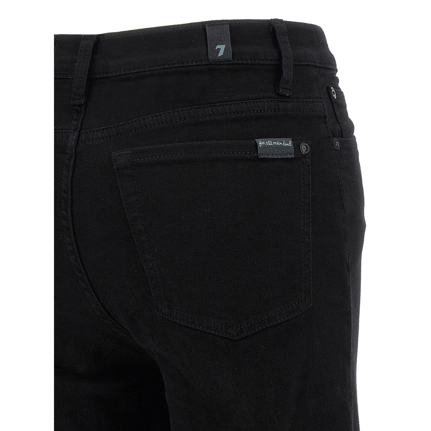 7 For All Mankind Black Cotton Flared Jeans