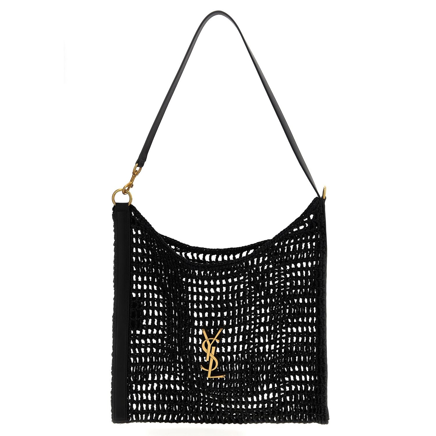Saint Laurent Black Raffia Shoulder Bag