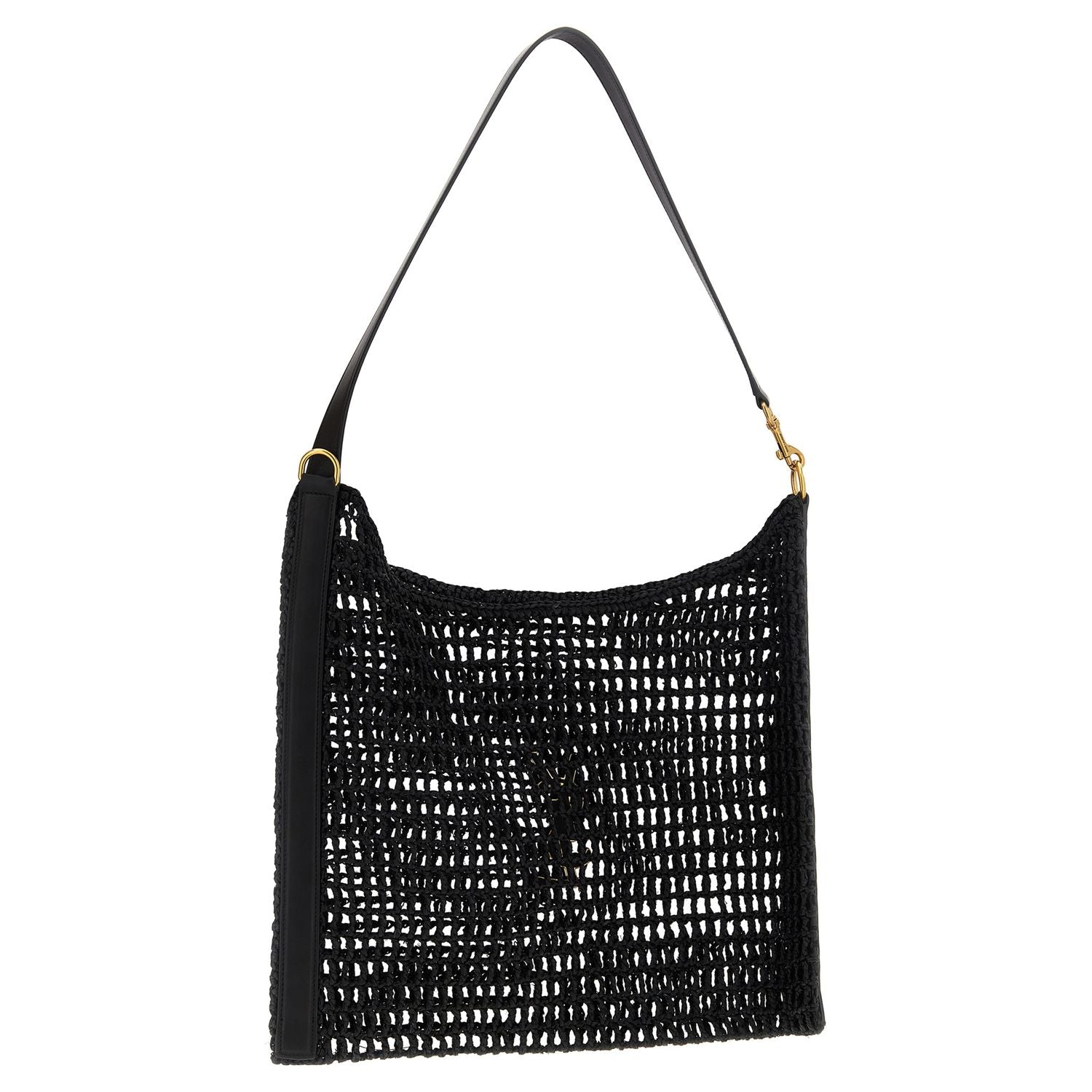 Saint Laurent Black Raffia Shoulder Bag