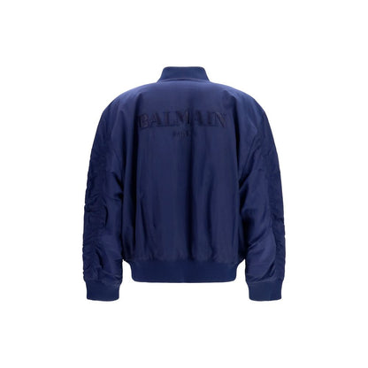 Balmain Blue Polyamide Bomber