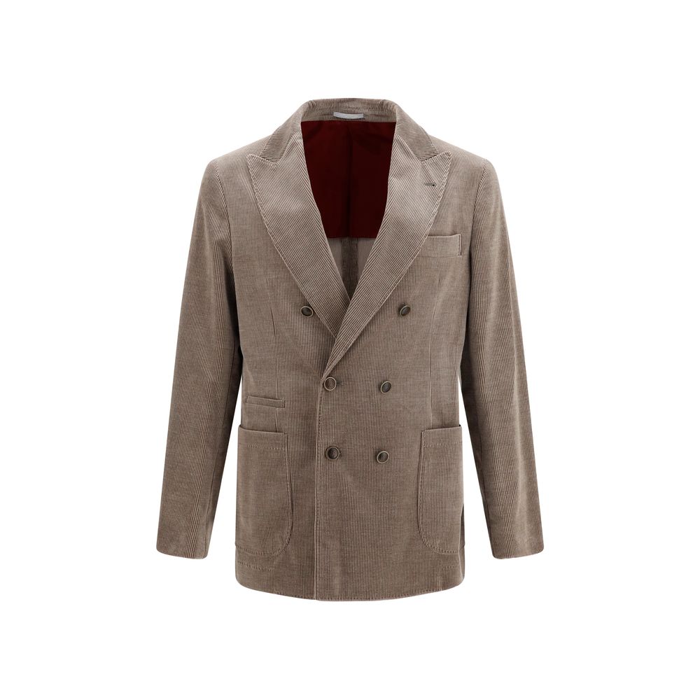 Brunello Cucinelli Gray Cotton Full-Length Jacket