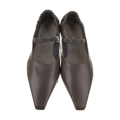 Brunello Cucinelli Brown Leather Ballet Flats
