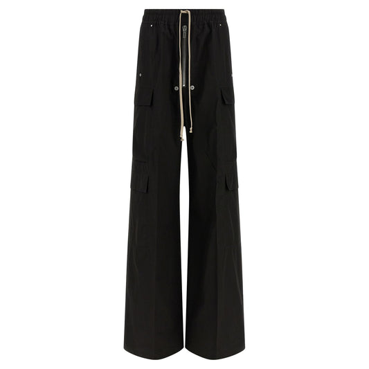 Rick Owens Black Cotton Cargo Pants