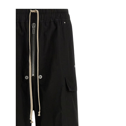 Rick Owens Black Cotton Cargo Pants