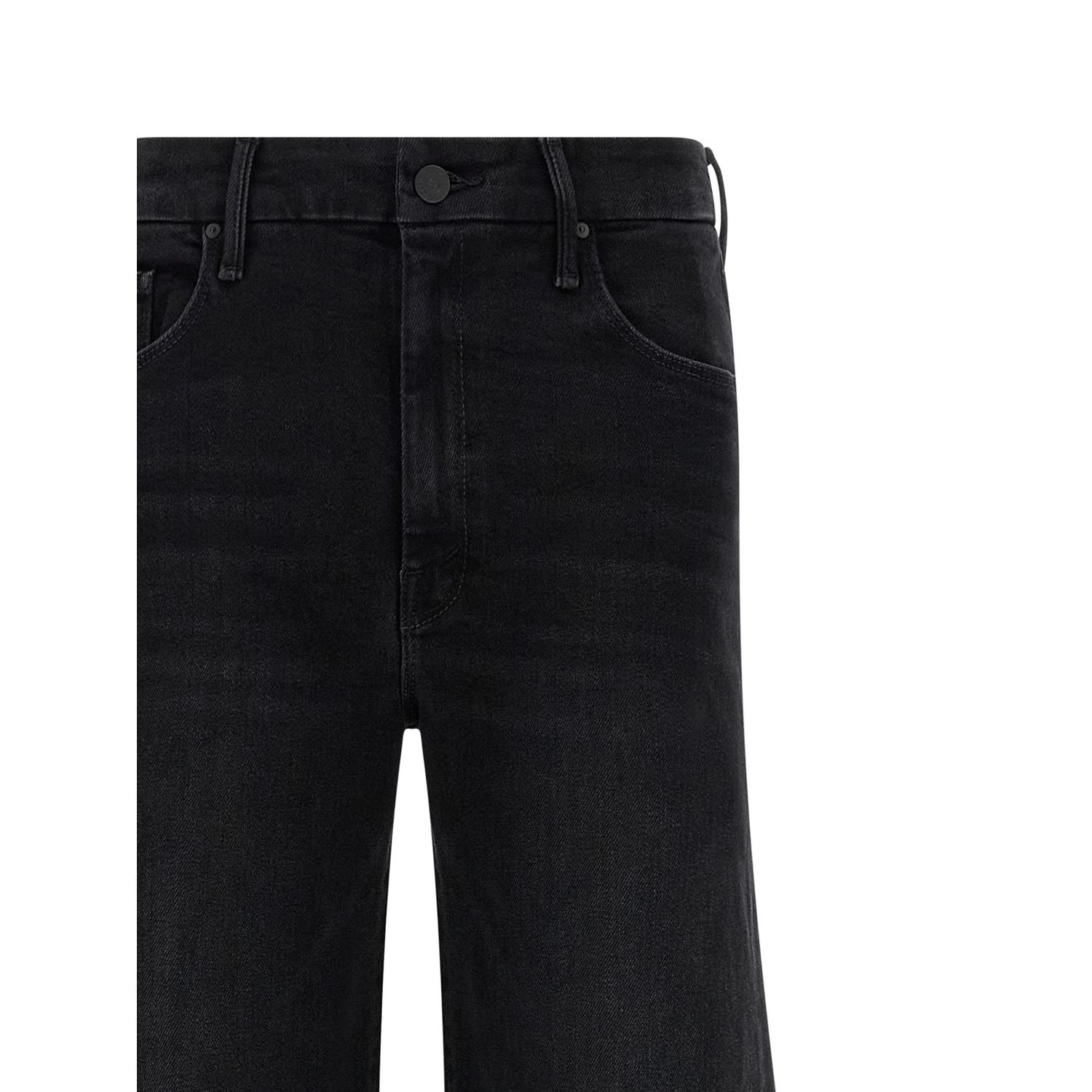 Mother Denim Black Cotton Flared Jeans