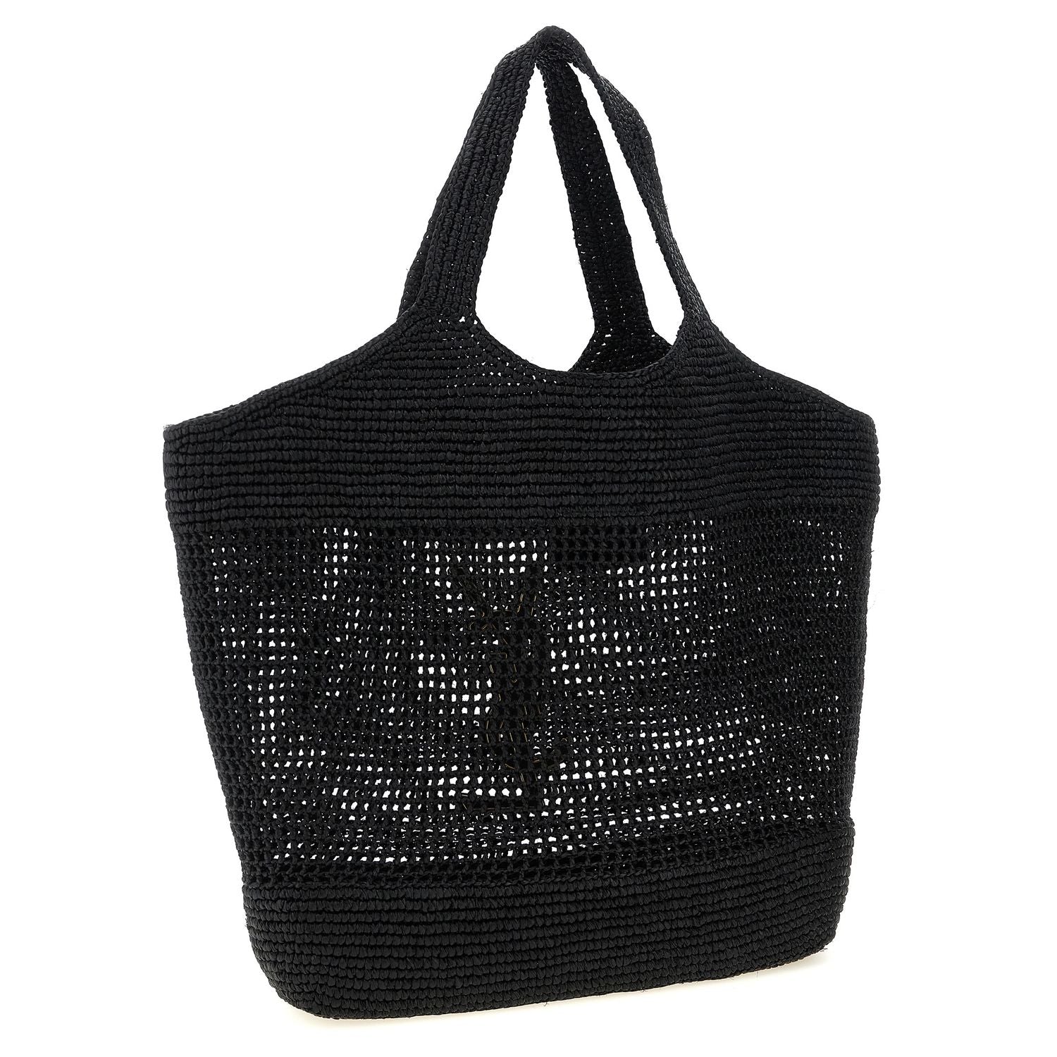Saint Laurent Black Raffia Tote Bag