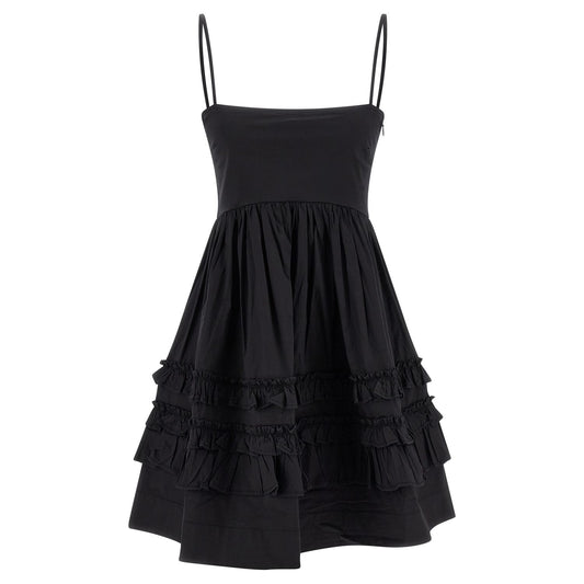 Ganni Black Cotton Short Dress