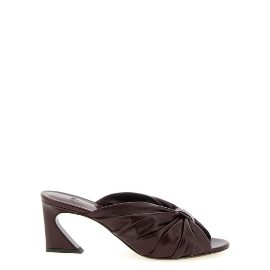 Fendi Bordeaux Lamb Leather Platform Sandals