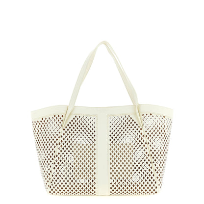 Twinset White Leather Tote Bag