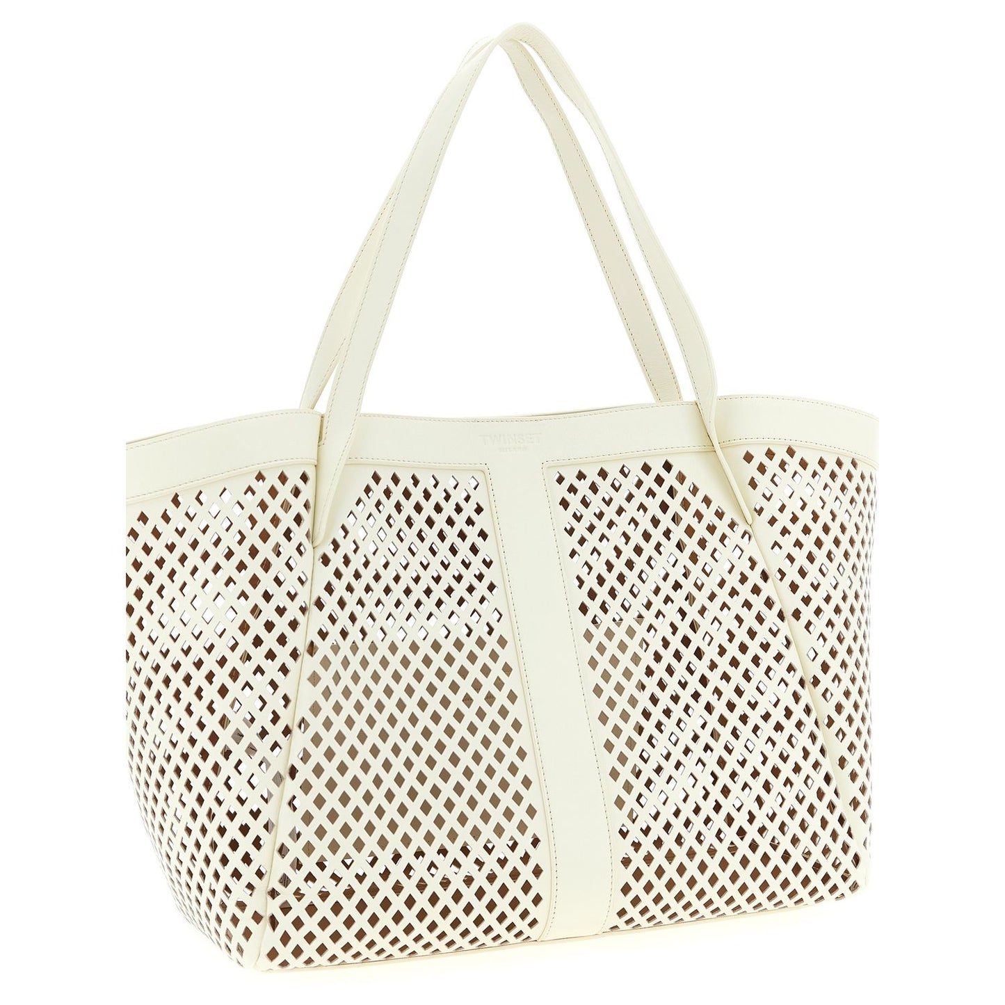 Twinset White Leather Tote Bag