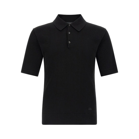 Dolce & Gabbana Black Cotton Polo Shirt