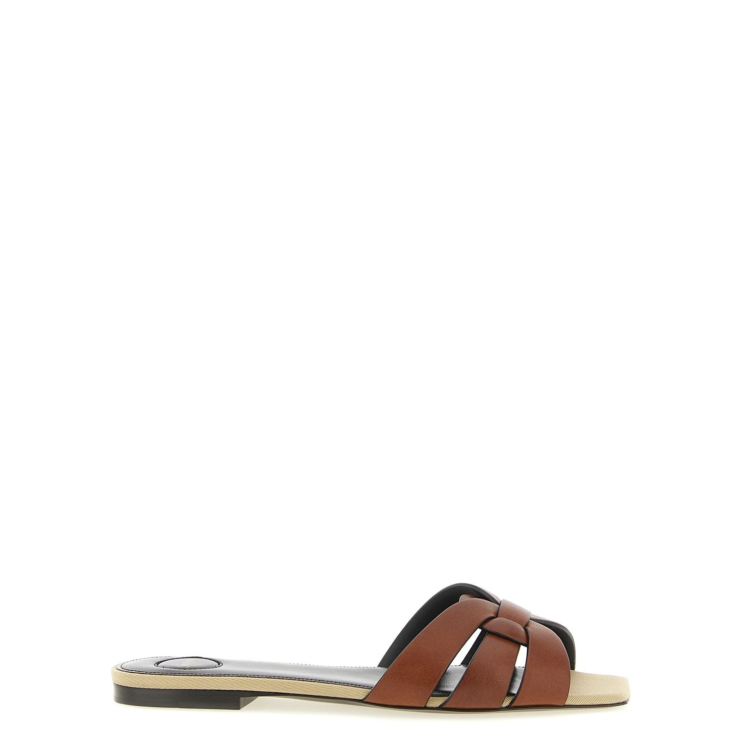 Saint Laurent Brown Calfskin Slides