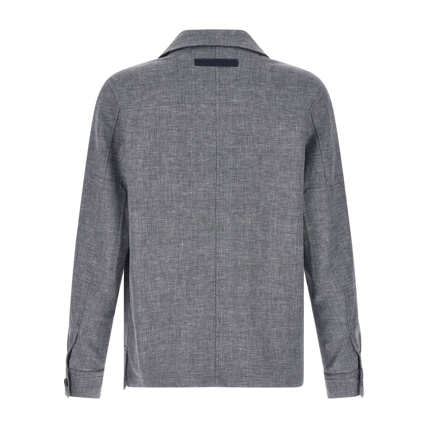 ZEGNA Blue Linen Blouse