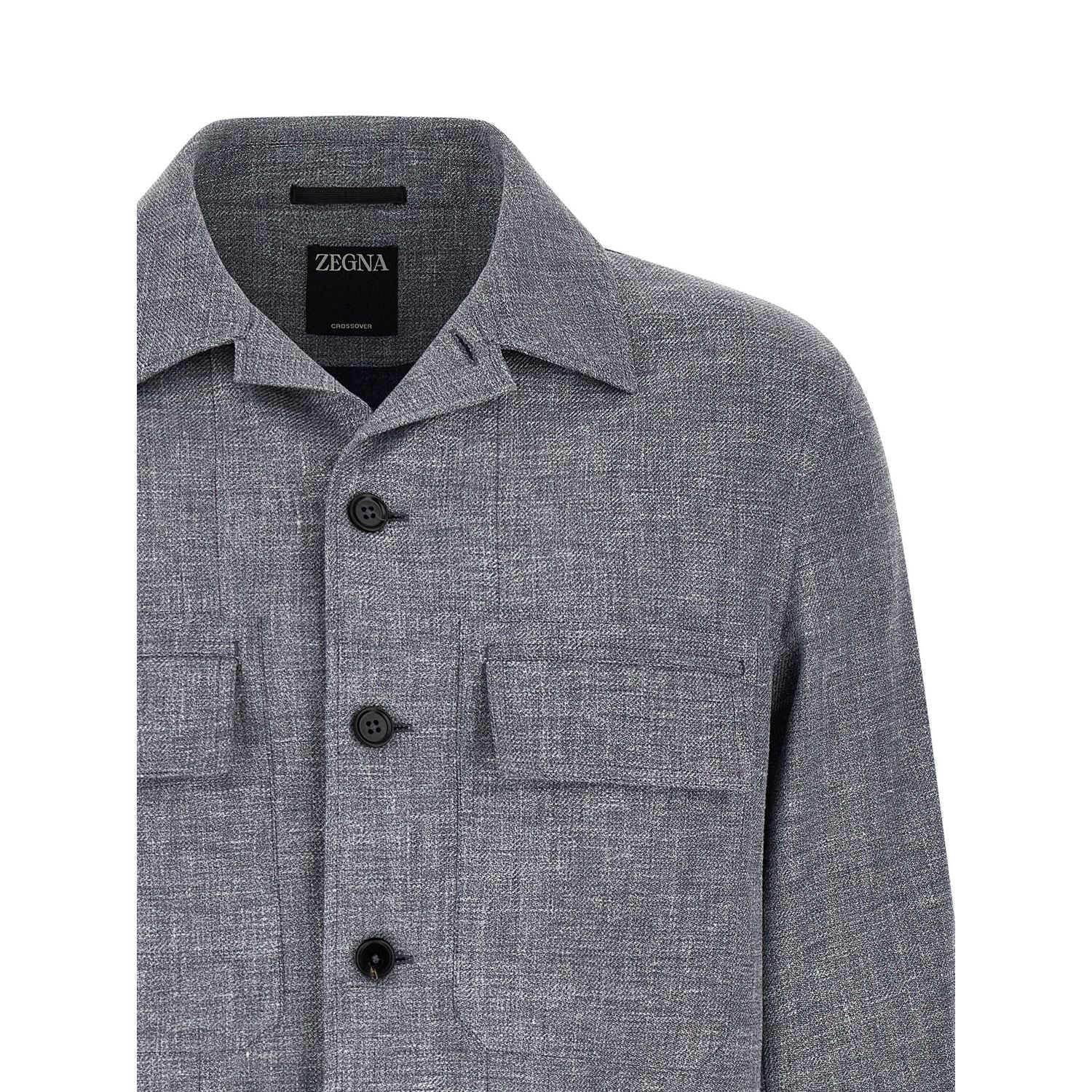 ZEGNA Blue Linen Blouse