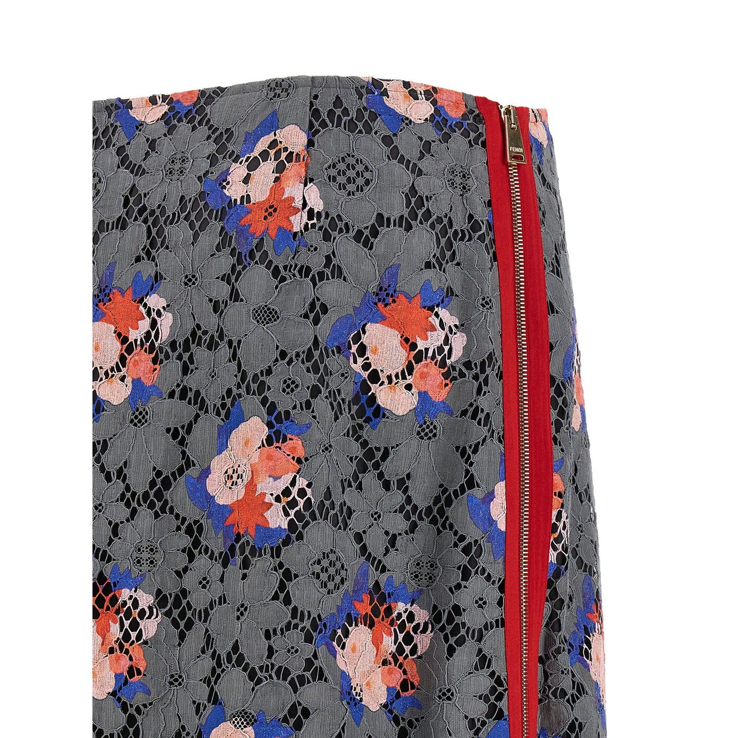 Fendi Gray Cotton Midi Skirt