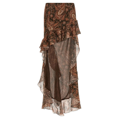 The Andamane Brown Viscose Mini Skirt
