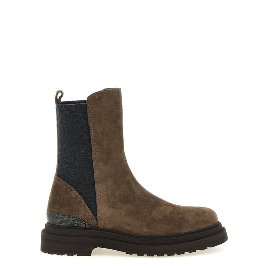 Brunello Cucinelli Brown Calfskin Ankle Boots