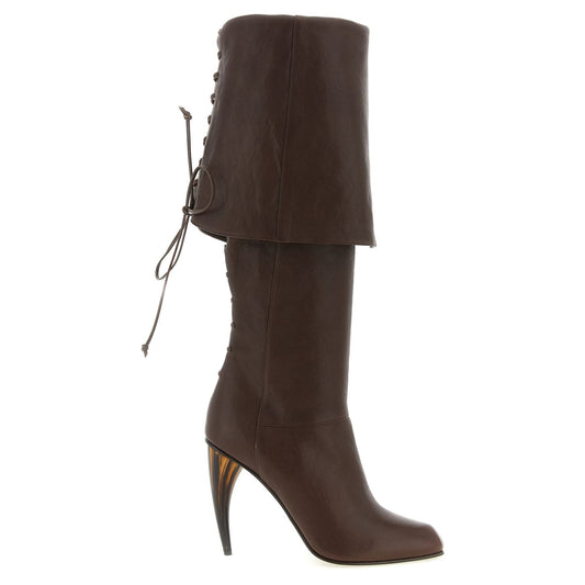 Alexander McQueen Brown Lamb Leather Over The Knee
